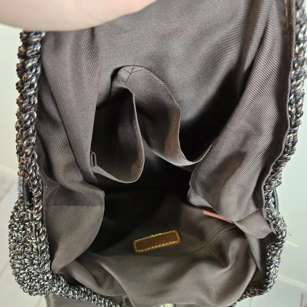 The Sak Marled Woven Bucket Backpack Black Gray